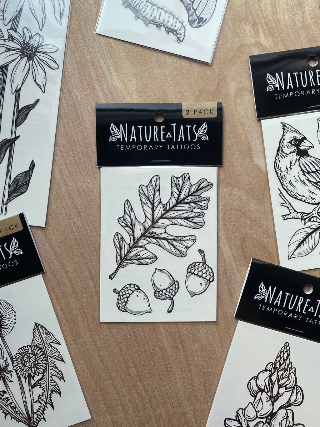 NatureTats- Acorn and Oak Leaves Temporary Tattoo