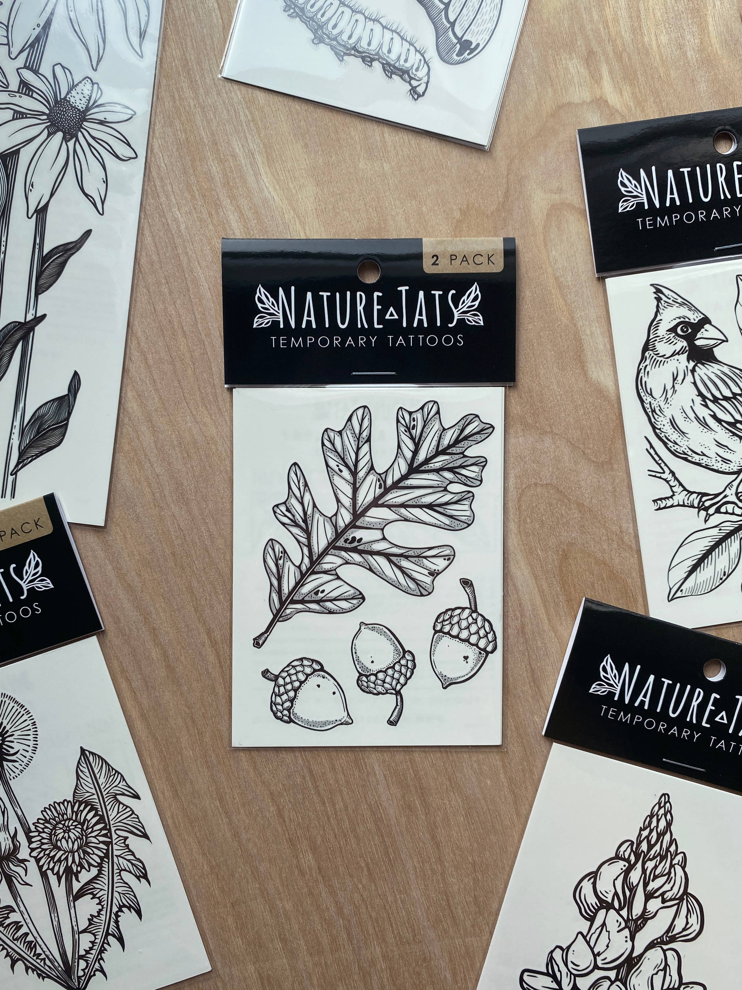 NatureTats- Acorn and Oak Leaves Temporary Tattoo