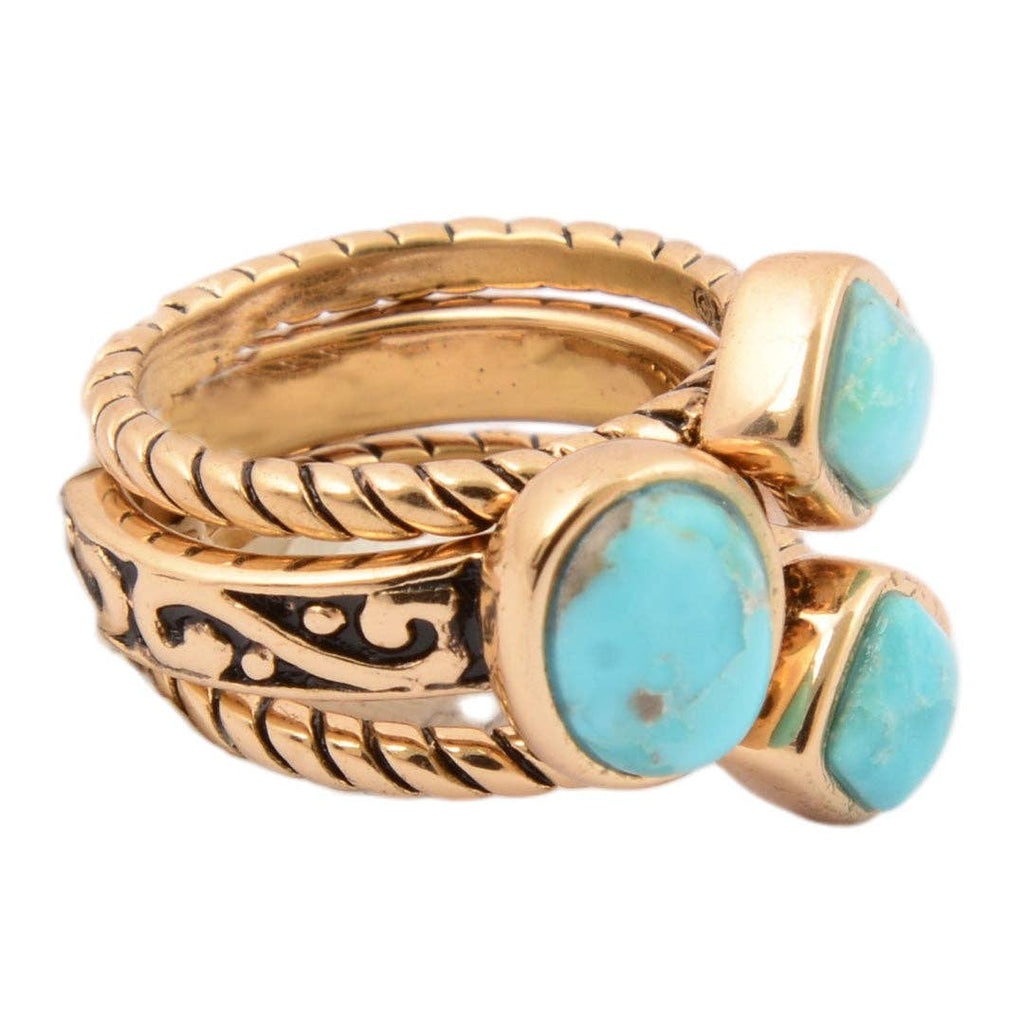 Barse Jewelry- Multi-Shape Turquoise Trio Ring