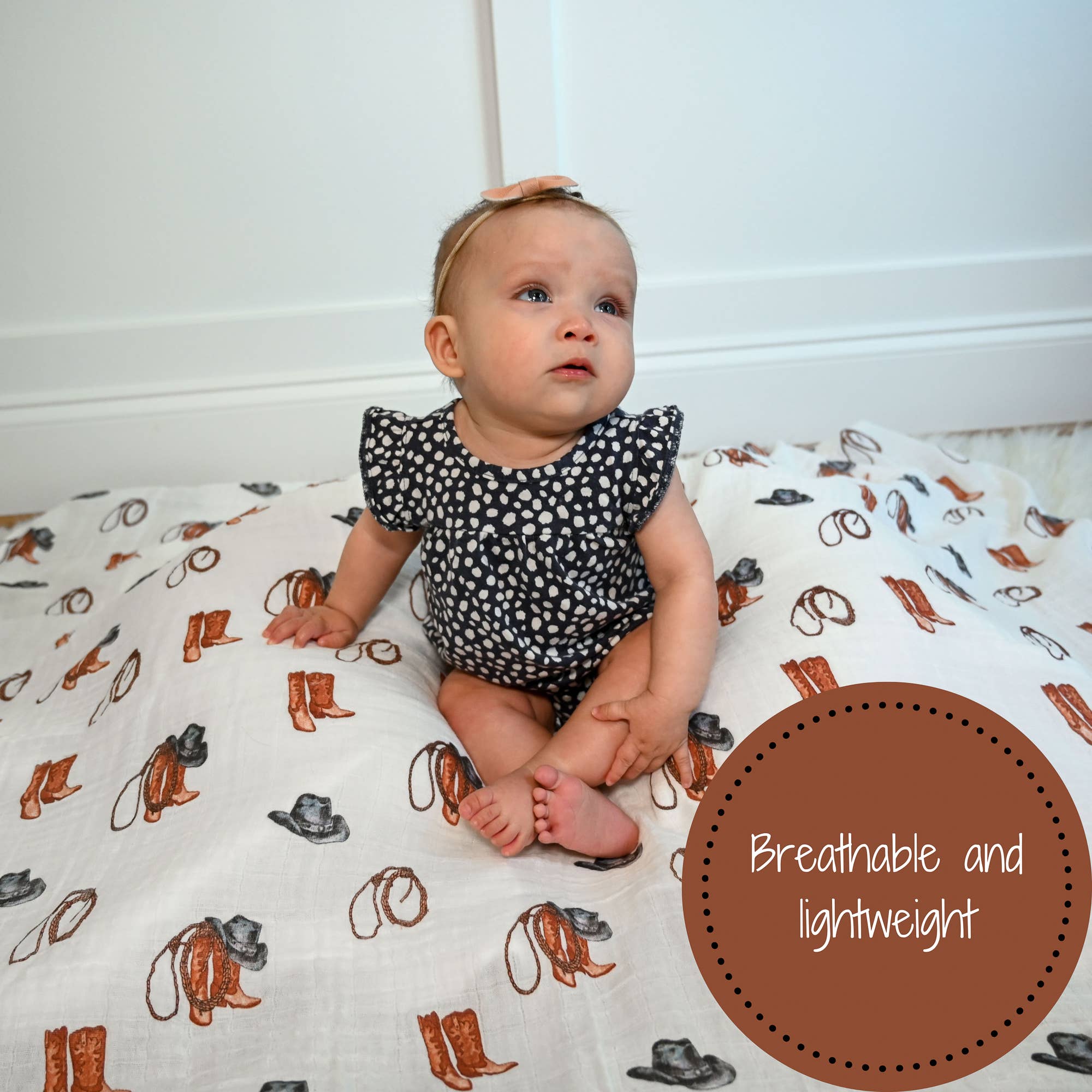 LollyBanks- Life Is Better In Boots Western Baby Muslin Swaddle Blanket