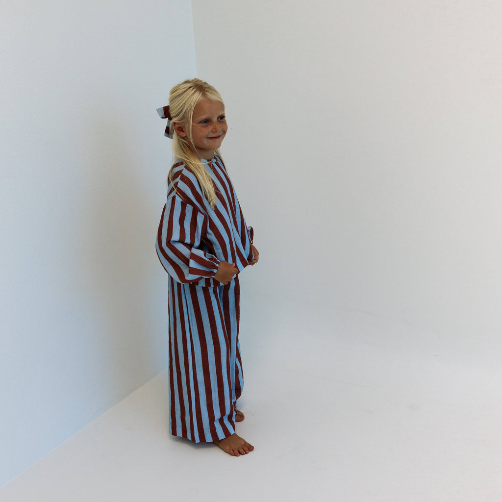 Minimalist Folk Co.- MAYA SET | 2 PIECE OUTFIT | RUSTY + BLUE STRIPES | GIRLS