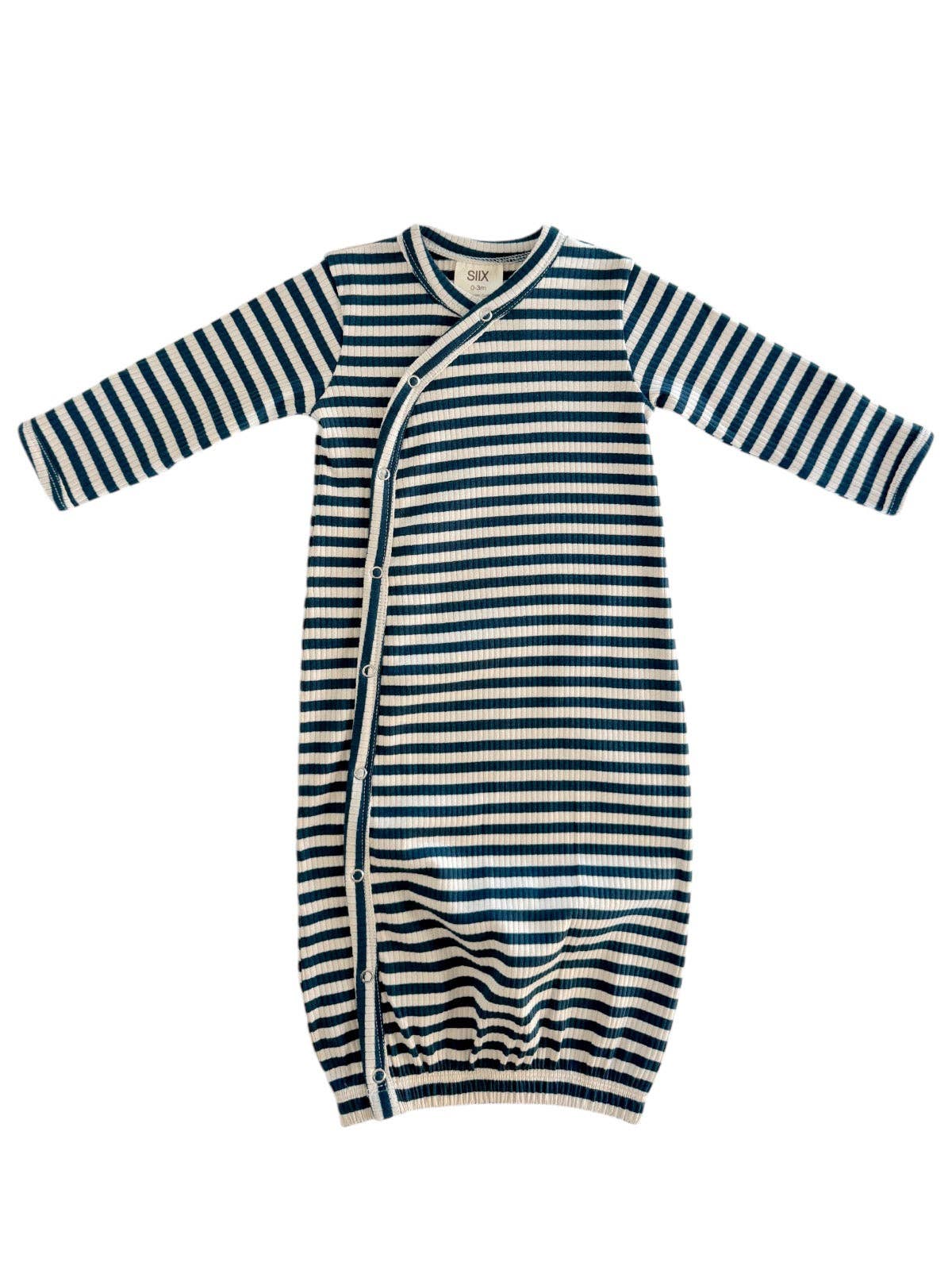 SIIX Collection- Steel Blue Stripe / Organic Ribbed Gown