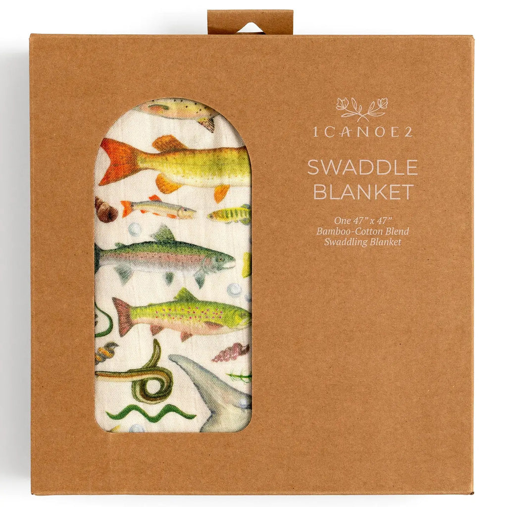 1canoe2- Freshwater Fish Muslin Baby Swaddle Blanket