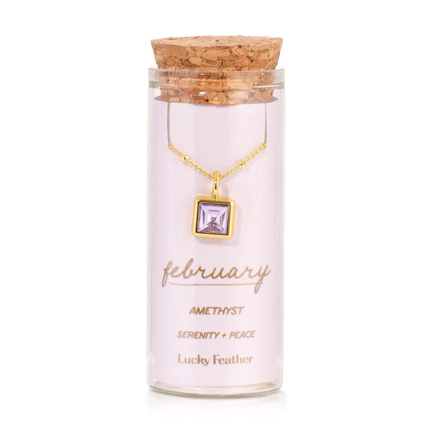 Lucky Feather- Birthstone Bottle Necklace