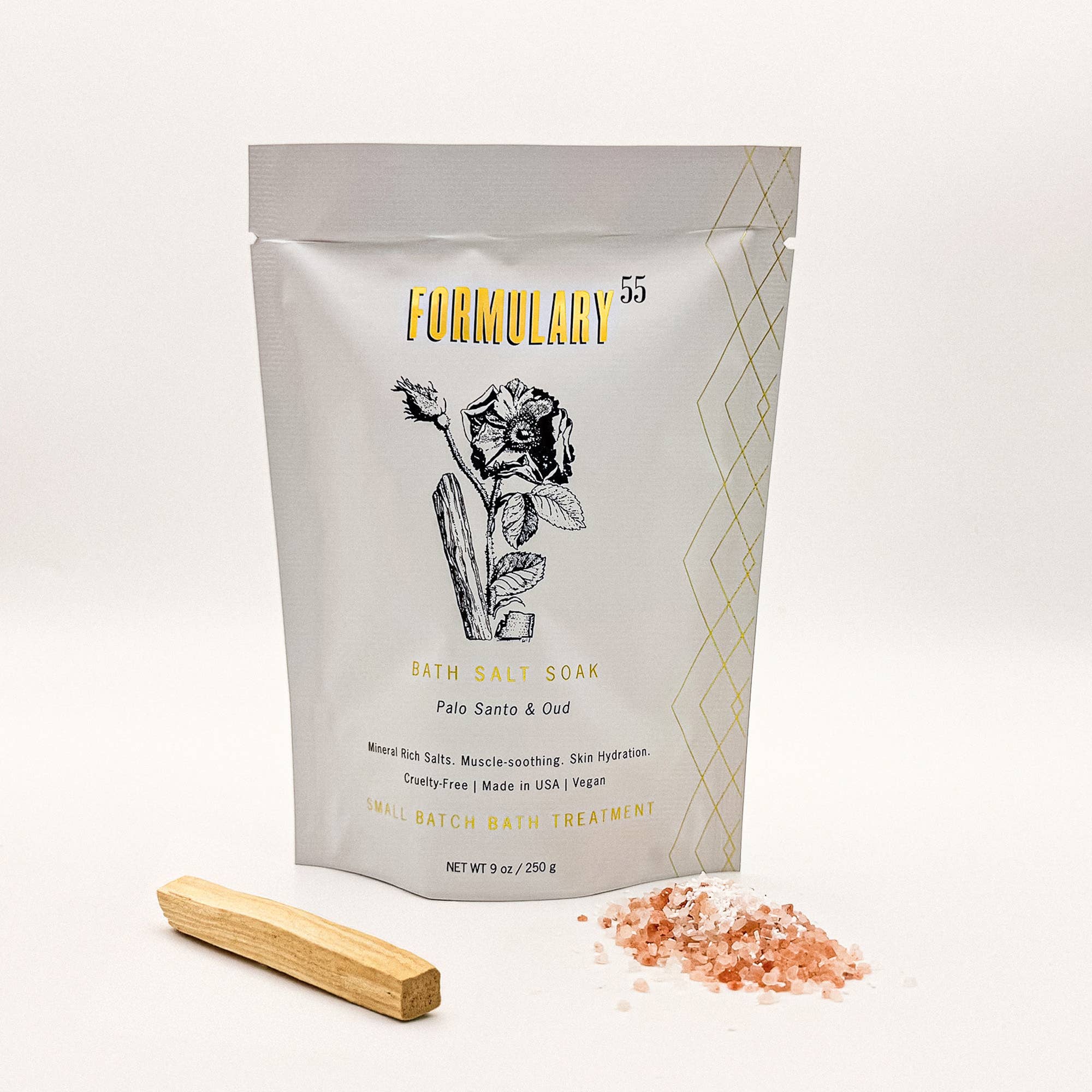 Formulary 55- Palo Santo & Oud Bath Salt Soak - 9oz Single Use