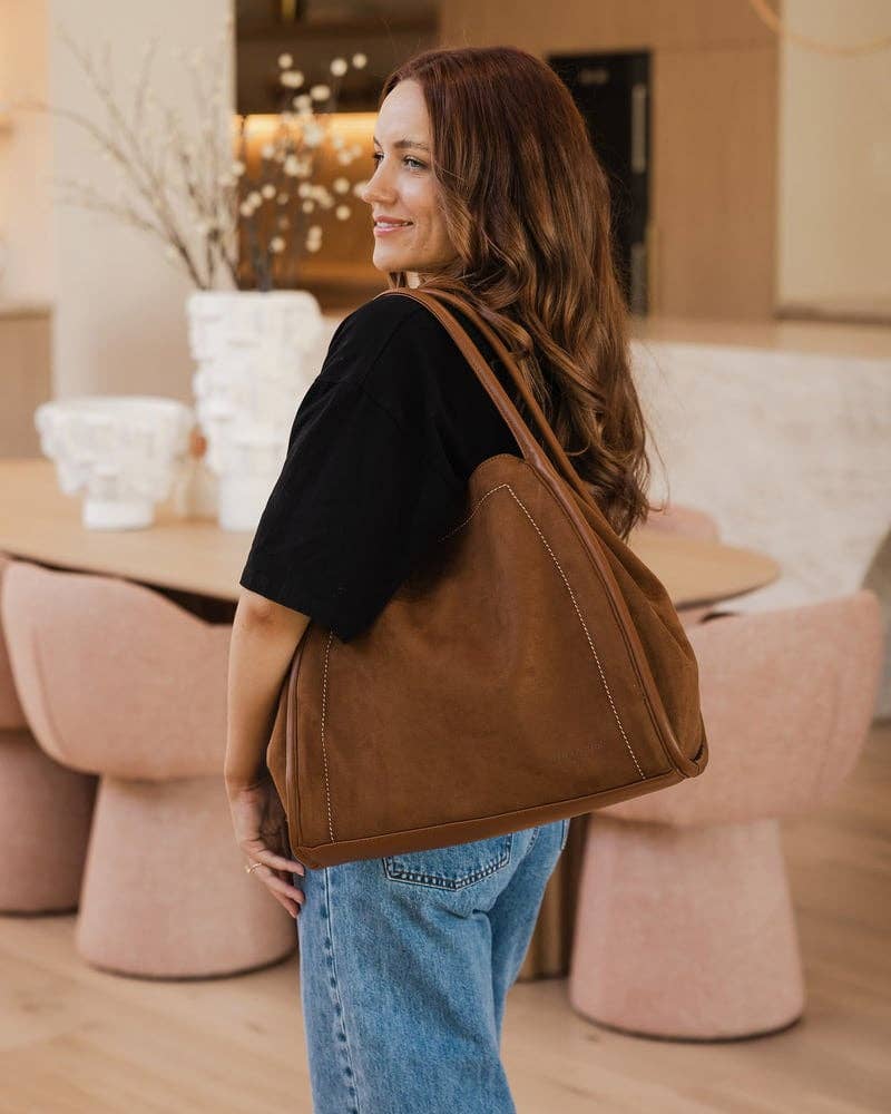 Louenhide- Shoulder Bag  - Vegan Suede Tan | Sutton