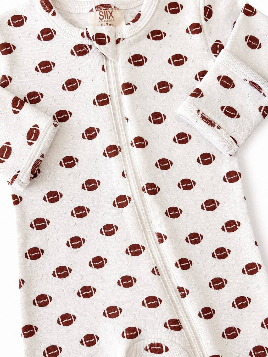 SIIX Collection- Football / Organic Pointelle 2-Way Zip Footie