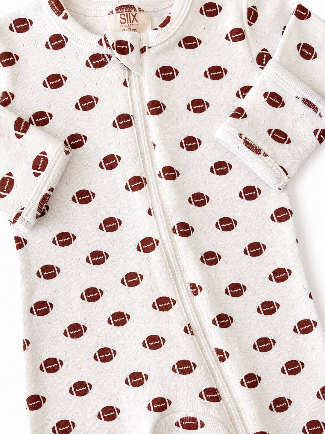 SIIX Collection- Football / Organic Pointelle 2-Way Zip Footie