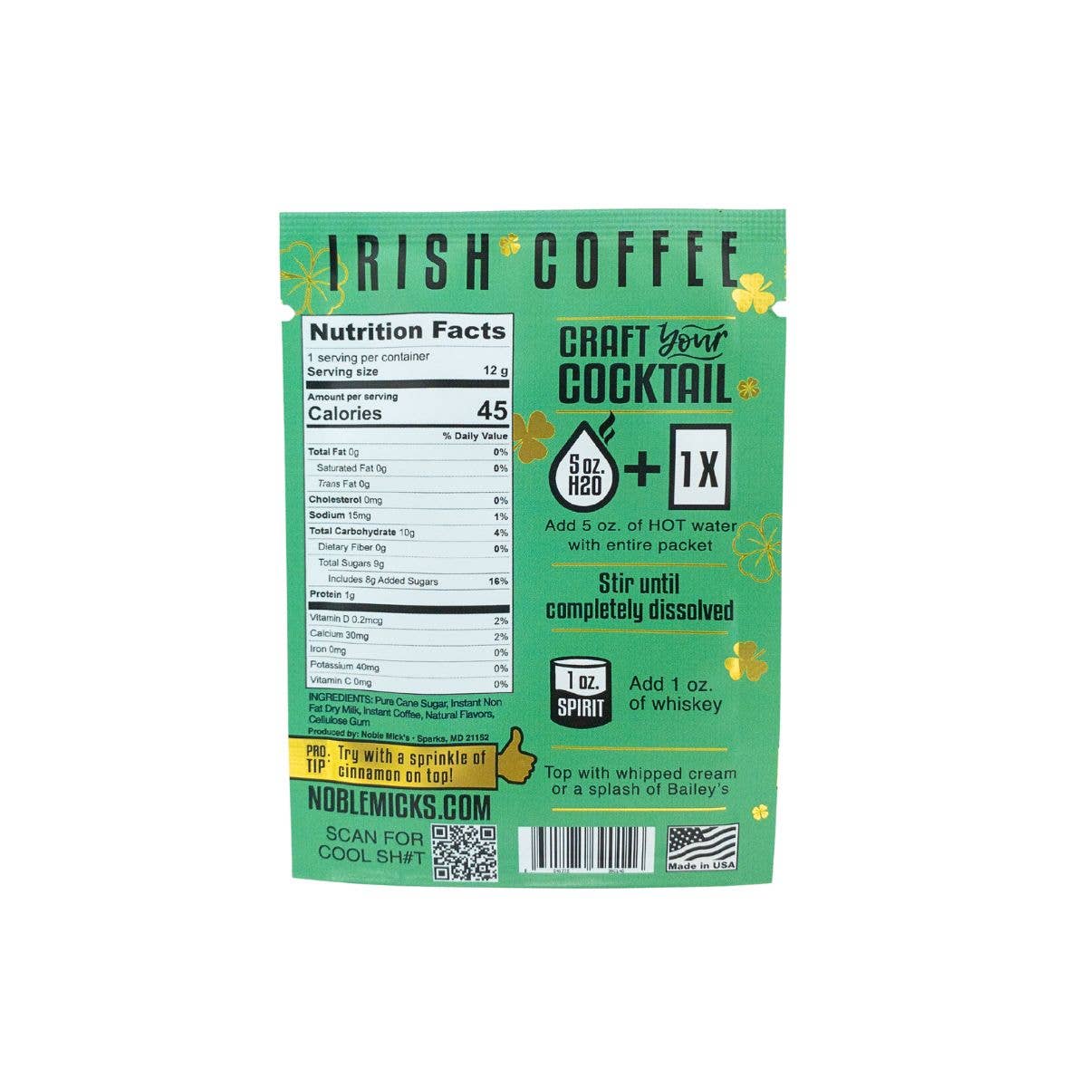 Noble Mick's- Irish Coffee Single Serve Craft Cocktail