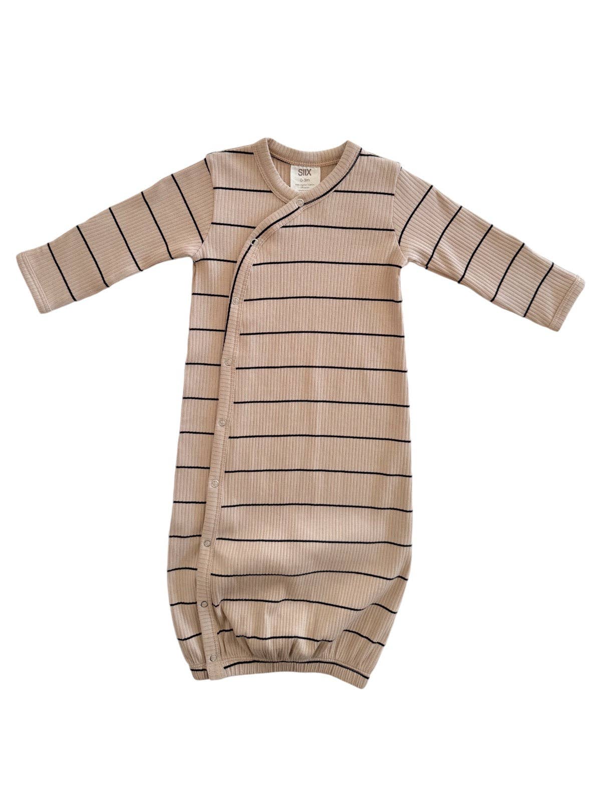 SIIX Collection- Tan/Black Stripe / Organic Ribbed Gown
