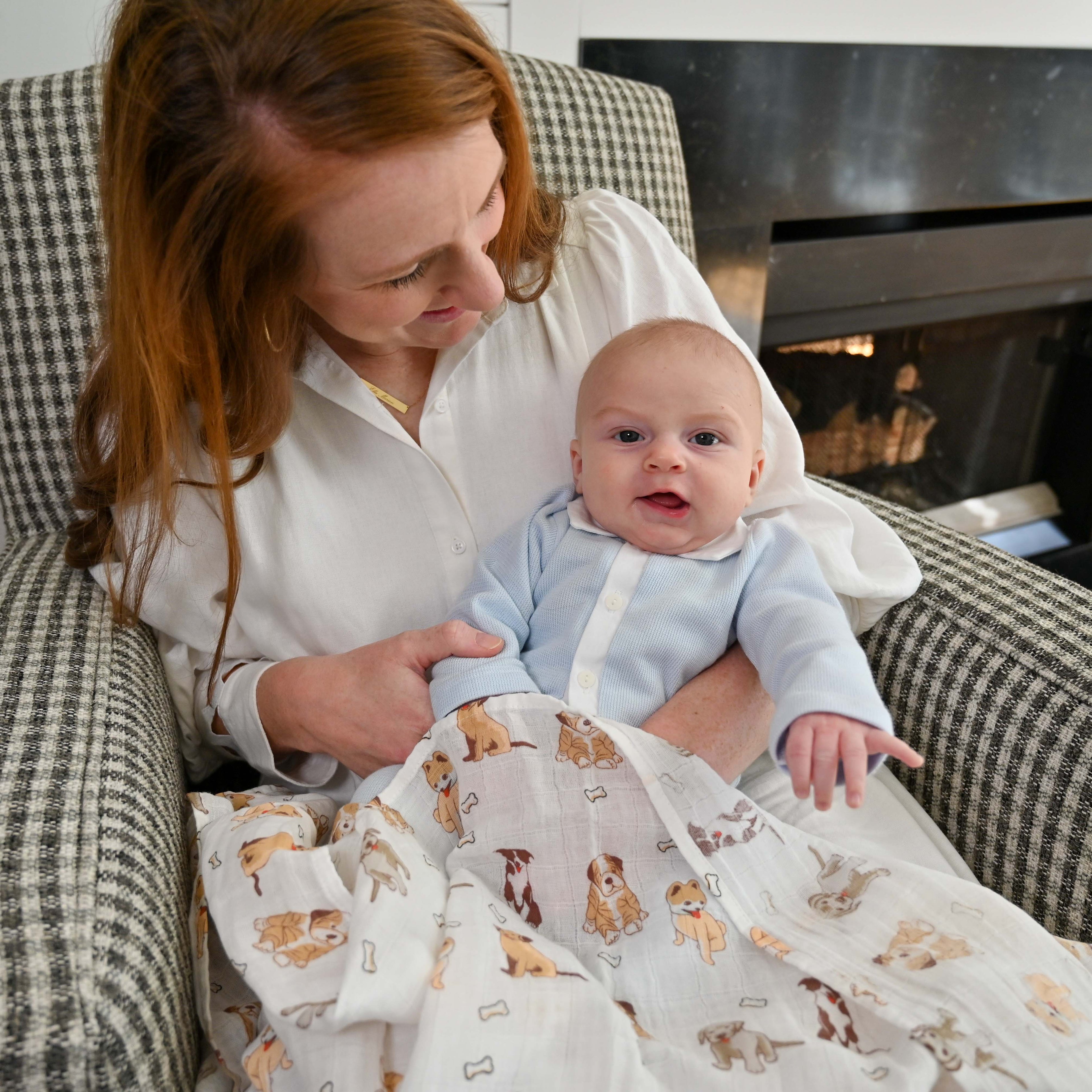 LollyBanks- Woof Woof Baby Muslin Swaddle Blanket