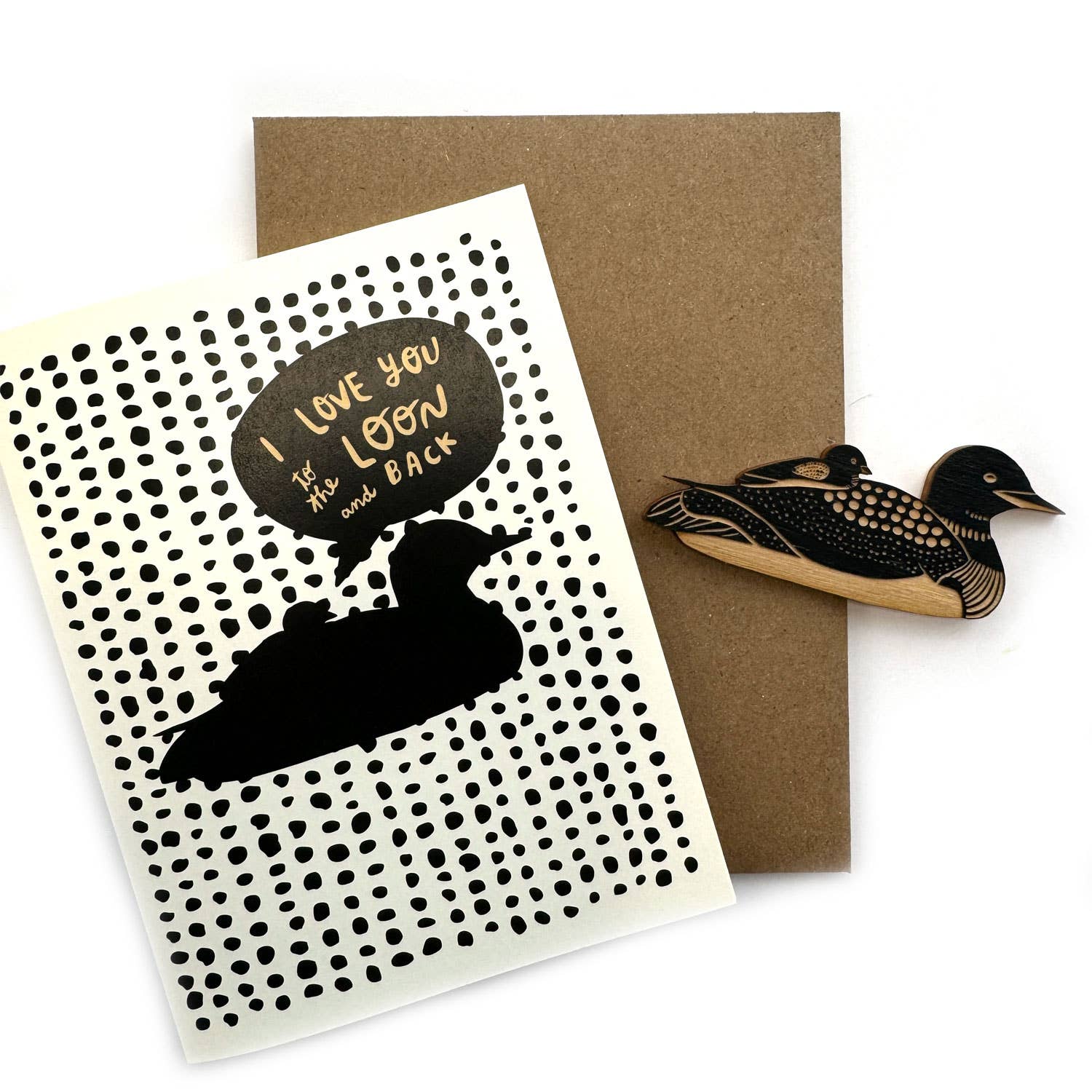 SnowMade- I Love You to the Loon and Back - Loon + Baby Magnet w/ Card