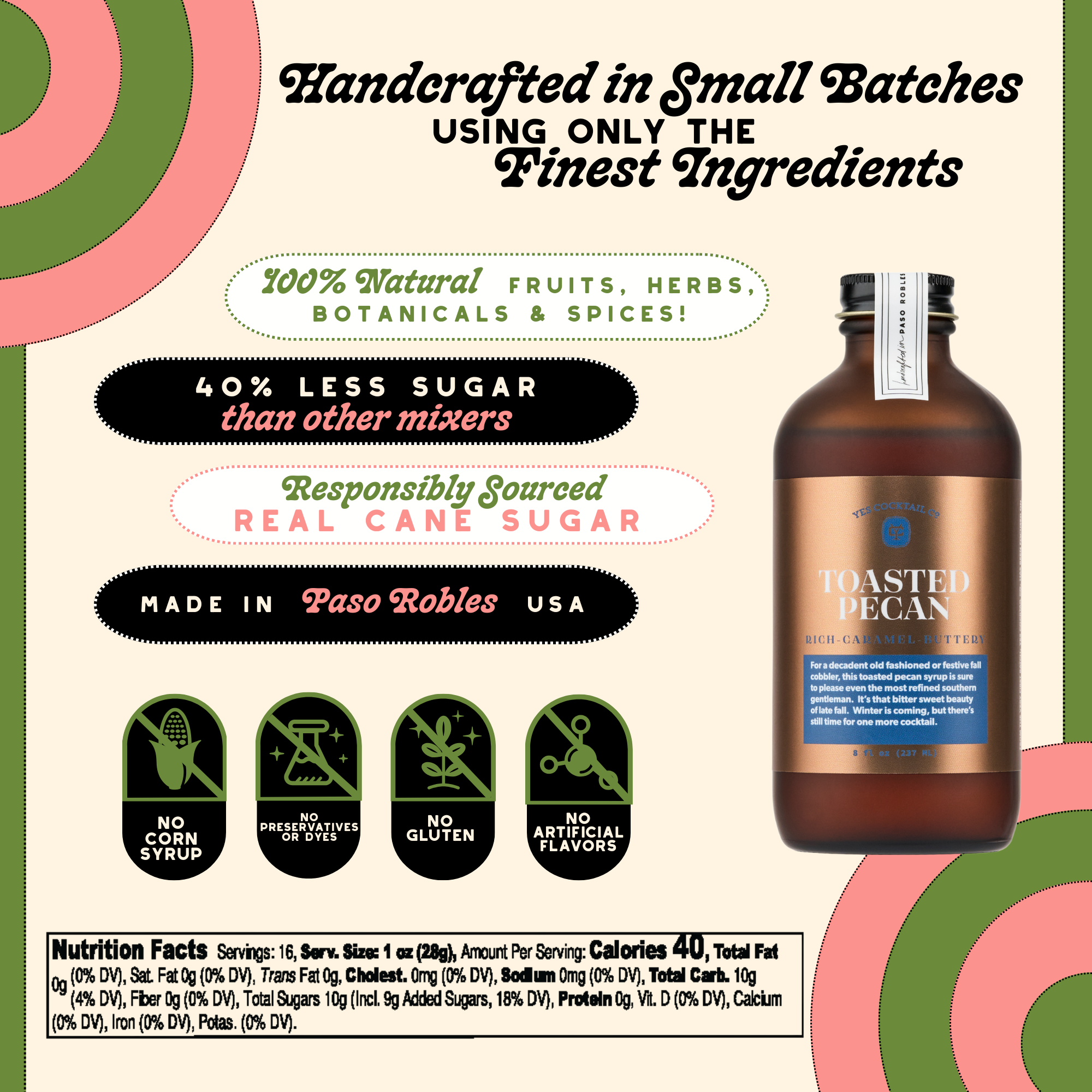 Yes Cocktail Co.- Toasted Pecan Syrup
