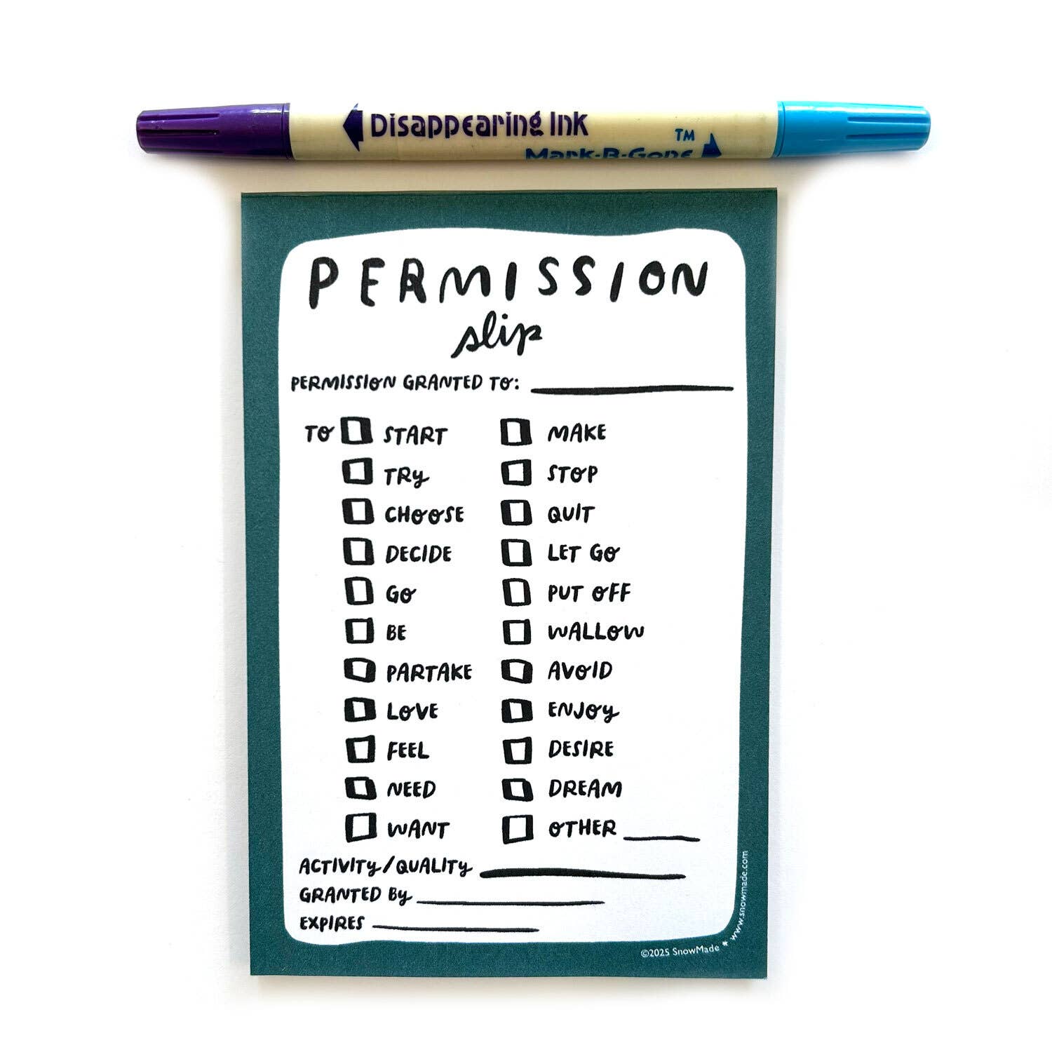 SnowMade- Permission Slips Notepad