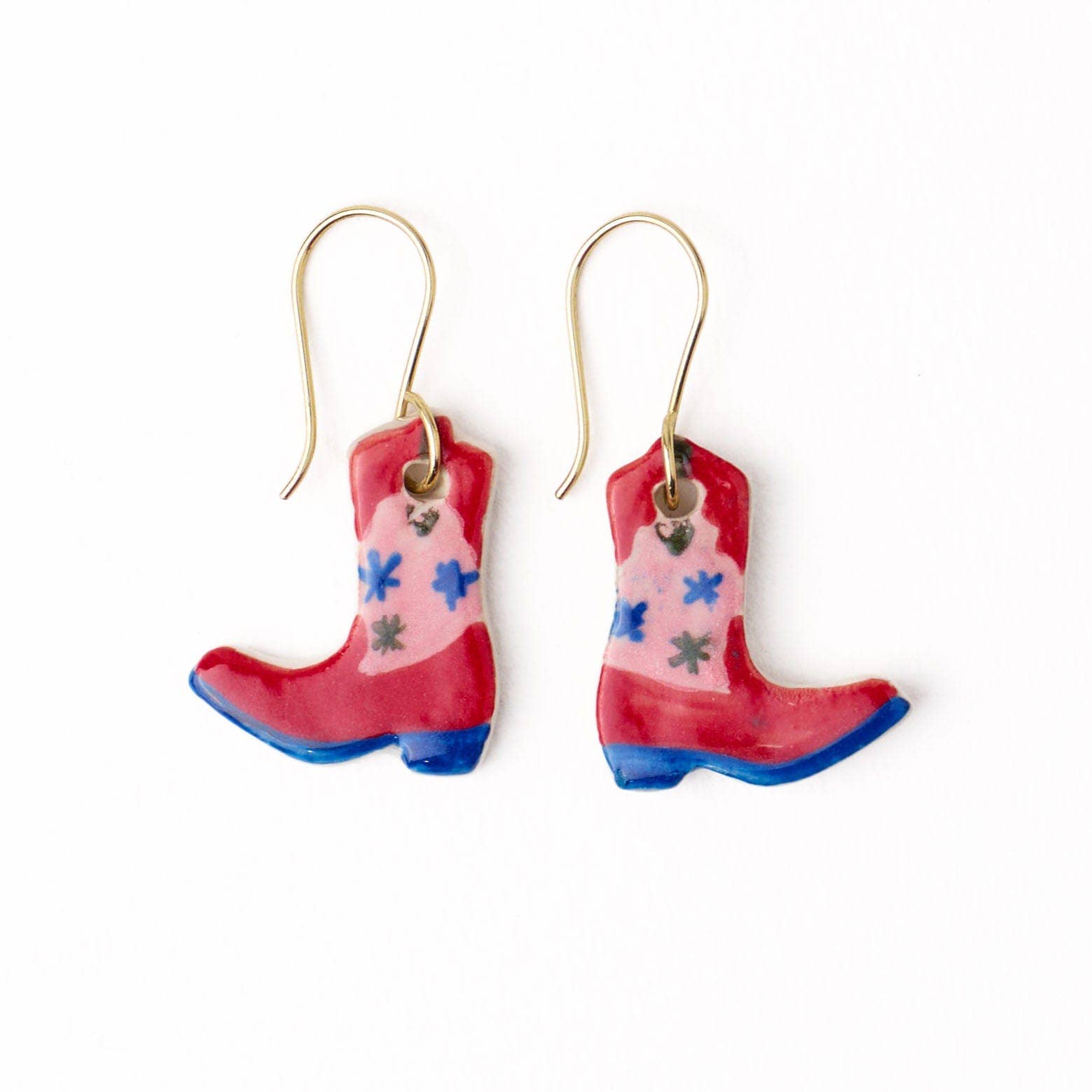 INK + ALLOY- Danielle Cowgirl Boot Ceramic Earrings Pink + Blue Wholesale