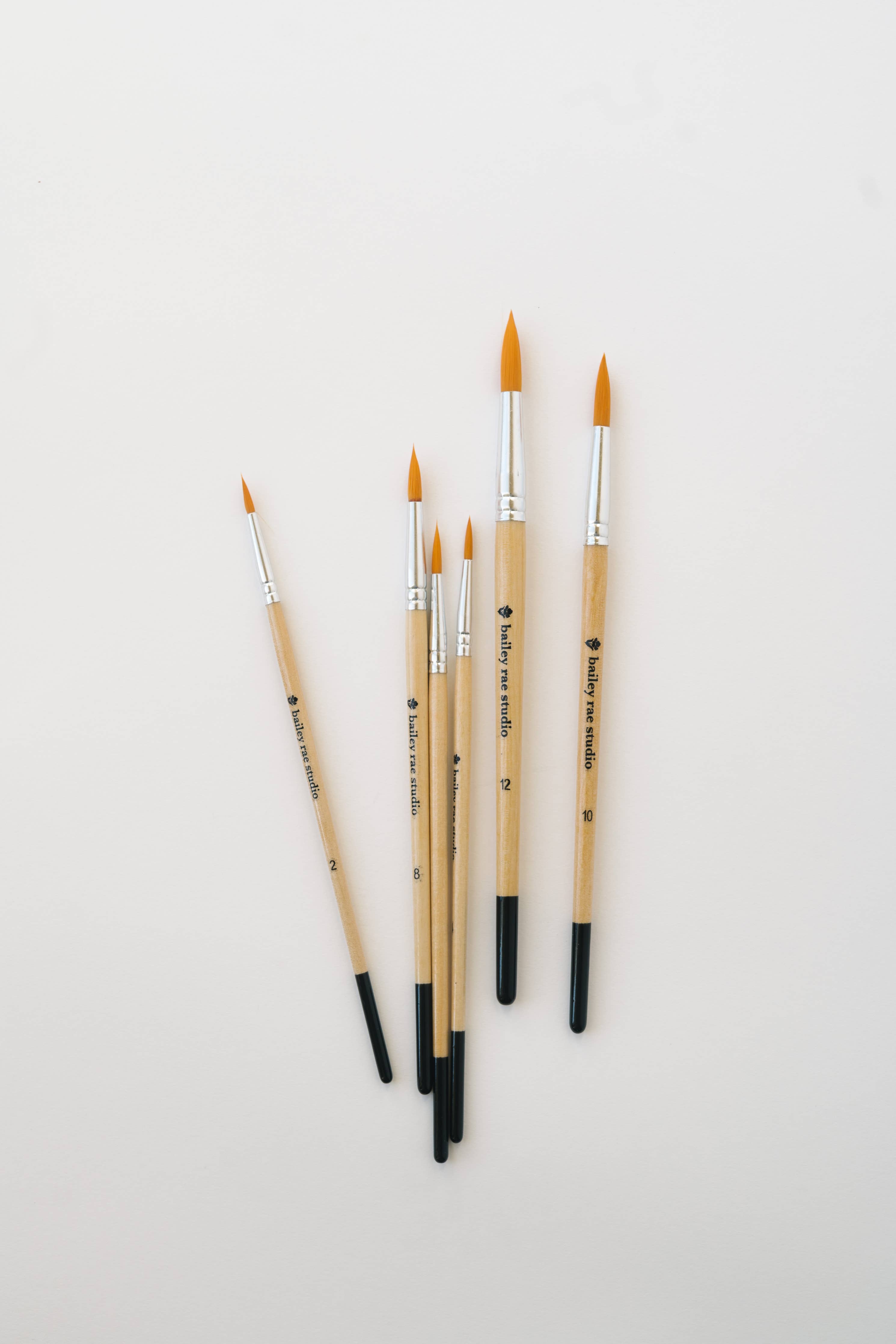 Bailey Rae Studio- Round Tip Watercolor Brush Set -- 6 piece