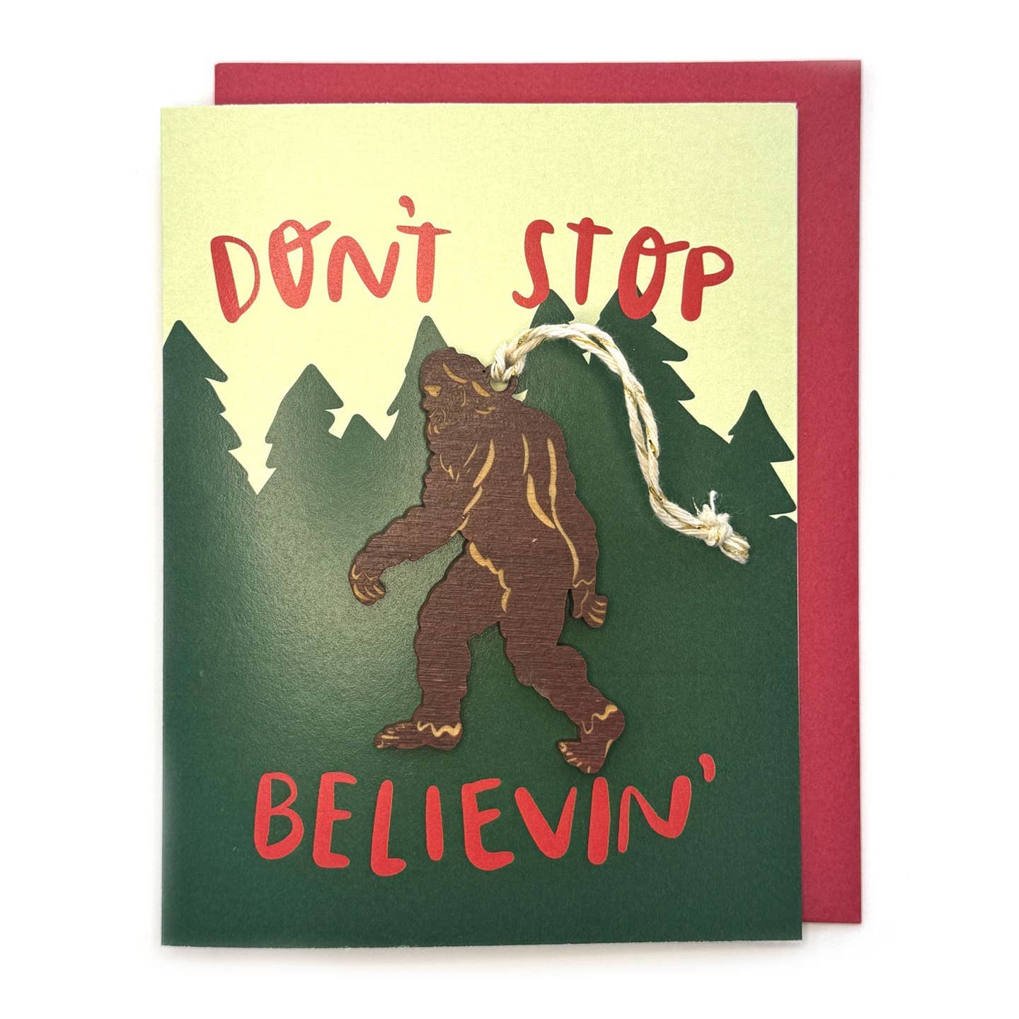 SnowMade- Don't Stop Believin' - Sasquatch Ornament w/Card