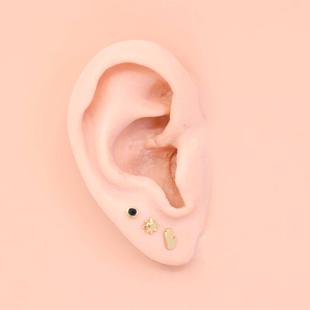 Land of Salt- Hand Stud Earring in Gold