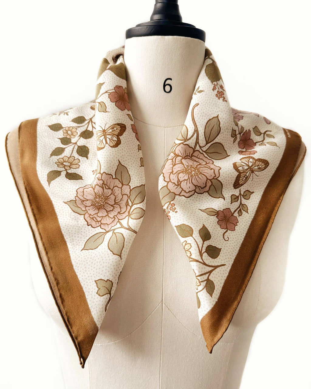 Flora West Design- 100% Silk Bandana Western Floral & Butterfly  – 23” Square