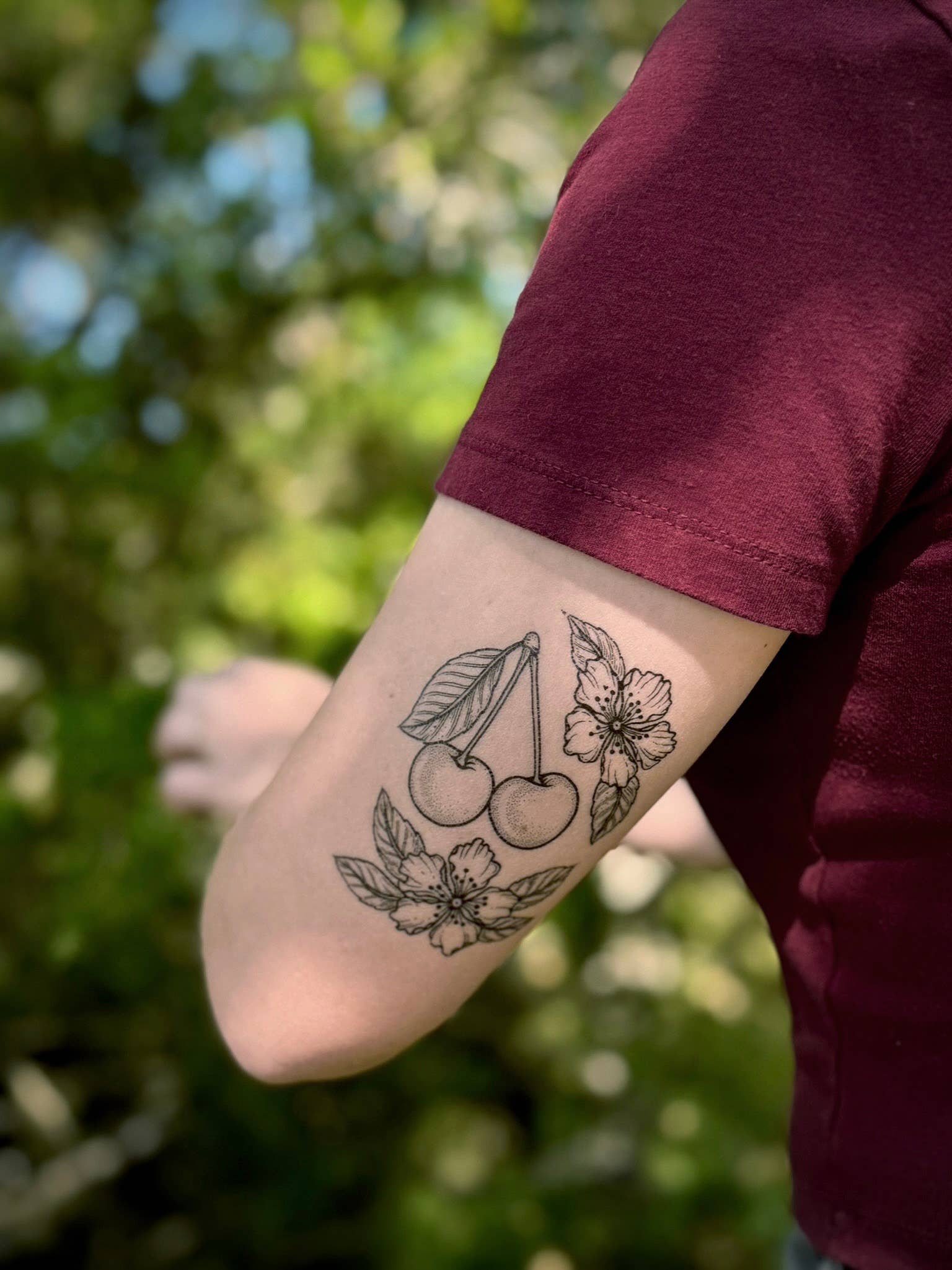 NatureTats- Cherry Flower Temporary Tattoo