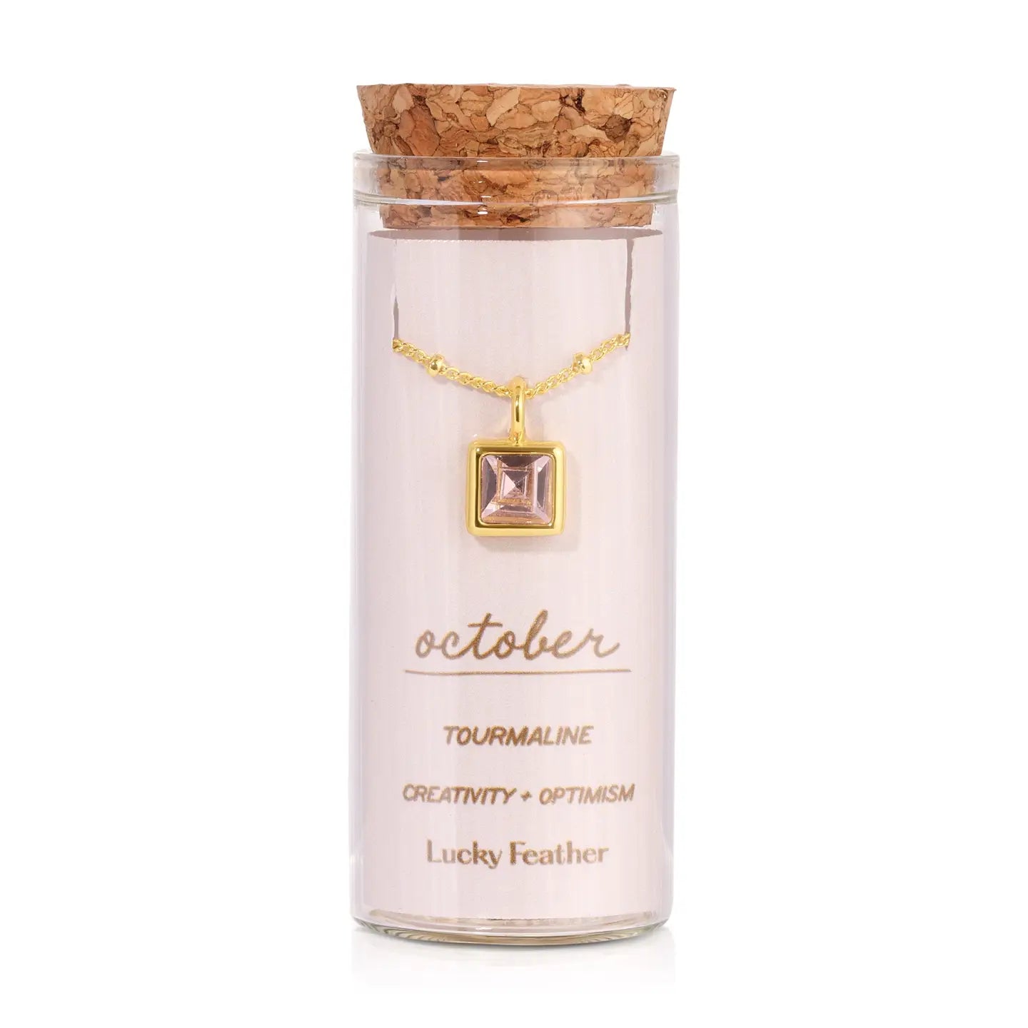 Lucky Feather- Birthstone Bottle Necklace