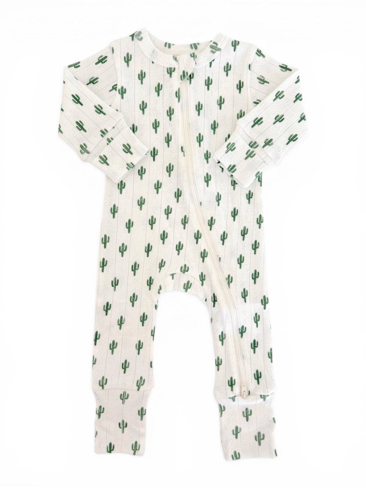 SIIX Collection- Cactus / Organic Pointelle 2-Way Zip Romper