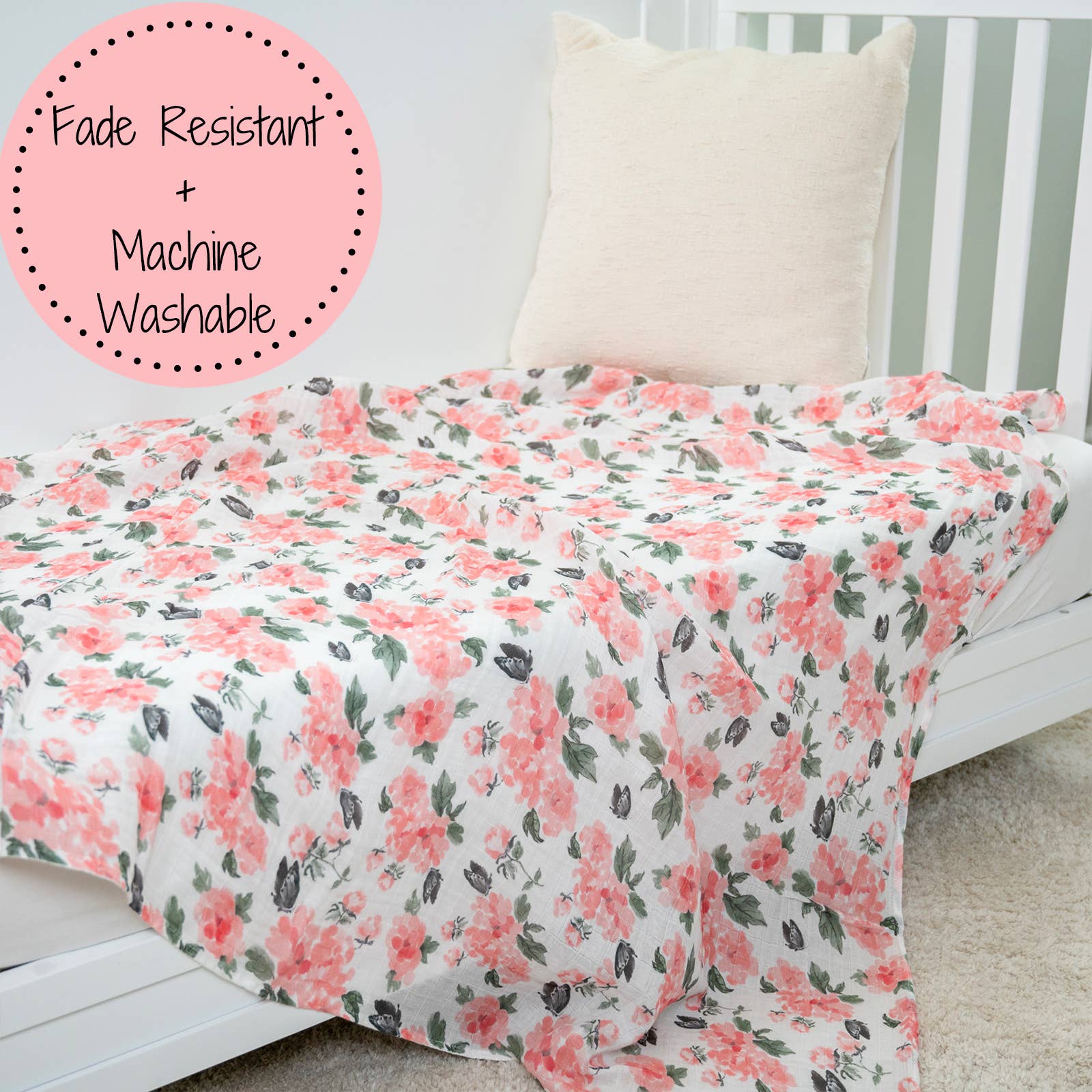 LollyBanks- Pretty in Peony Baby Muslin Swaddle Blanket