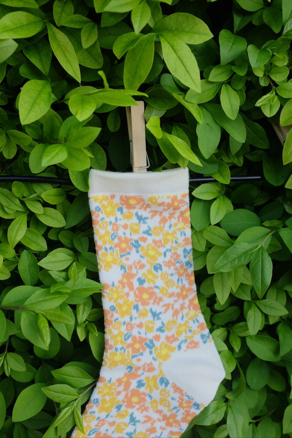 First Summer- Gold Floral Vintage Print Crew Socks