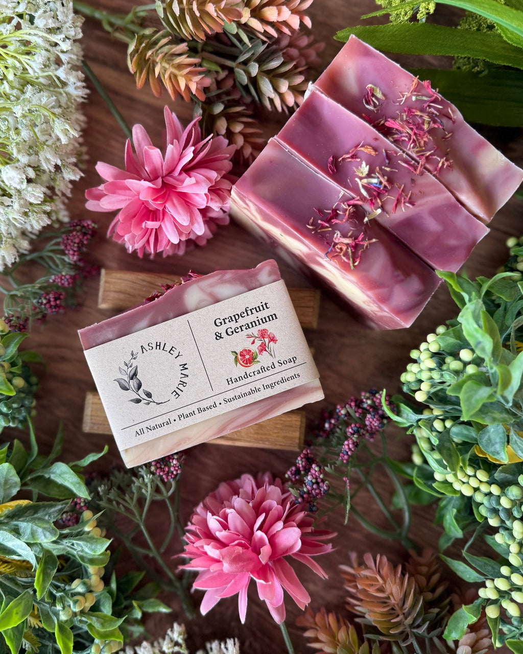Ashley Marie Soap- Grapefruit & Geranium Bar Soap |Brightening Handmade Artisan