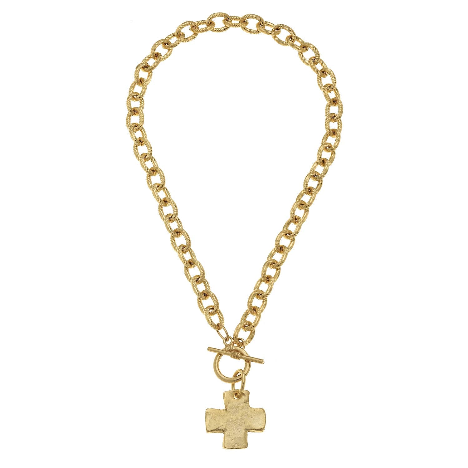 Susan Shaw- Gold Cross Front Toggle Necklace