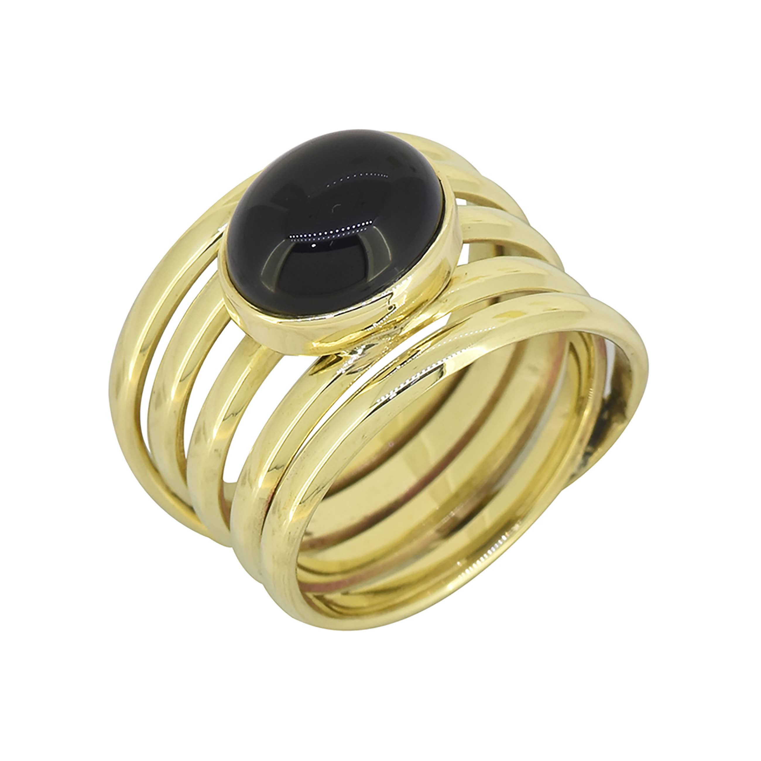 Tiramisu- Brass Black Onyx Gemstone Cocktail Ring