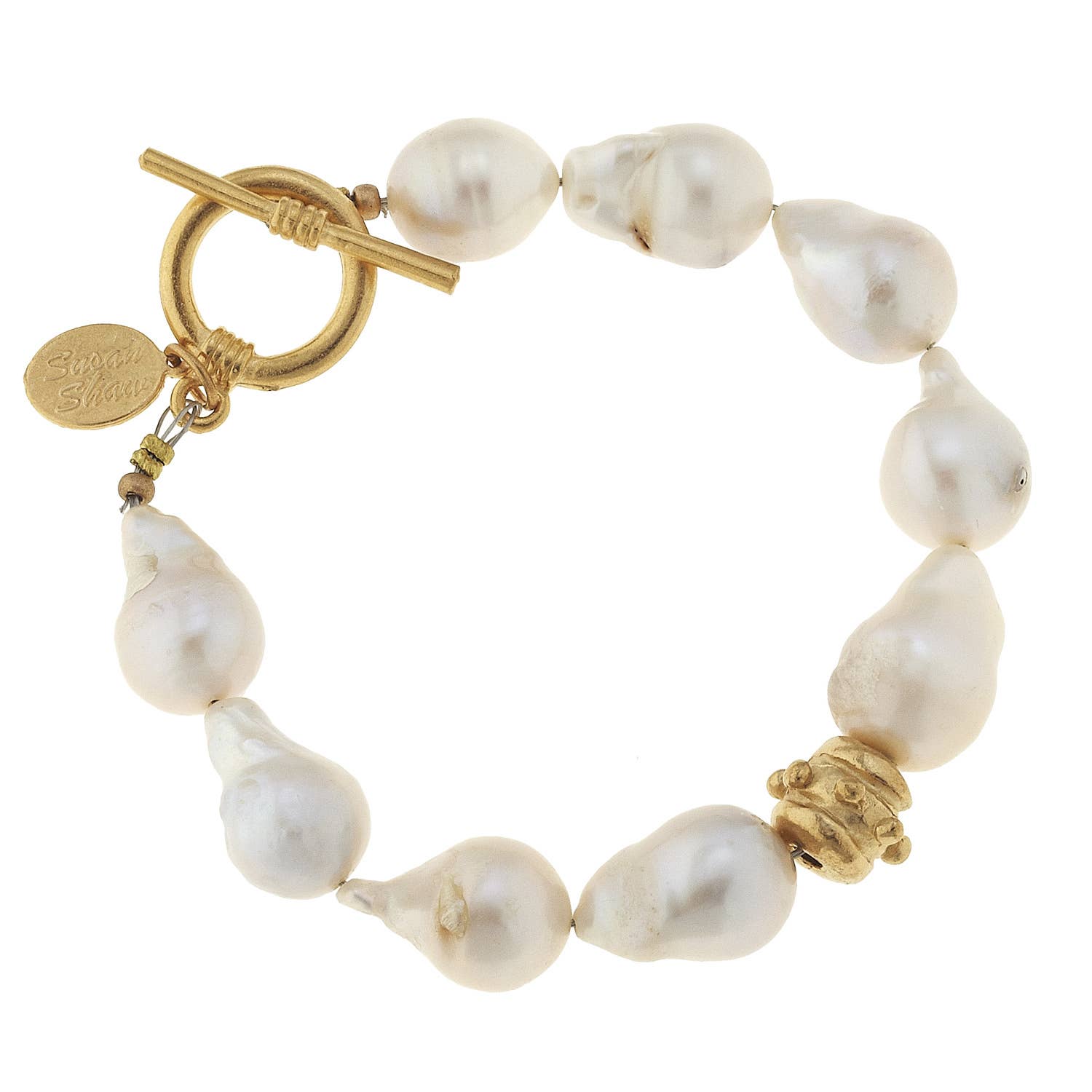 Susan Shaw- Large Baroque Genuine Freshwater Pearl Toggle Bracelet