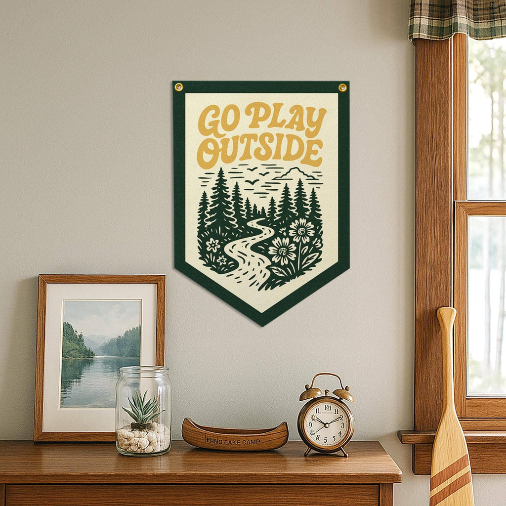 Benoit's Design Co.- Go Play Outside Felt Camp Flag