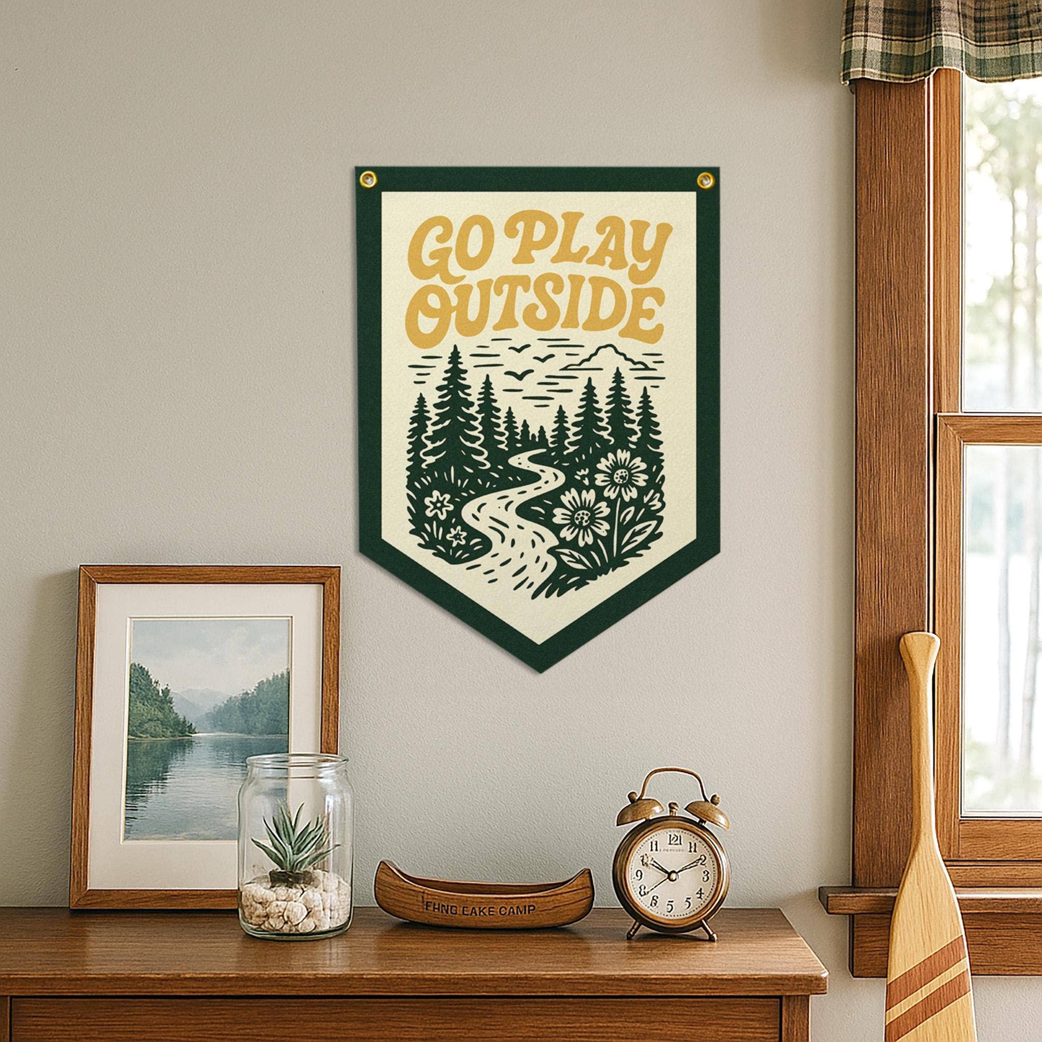 Benoit's Design Co.- Go Play Outside Felt Camp Flag