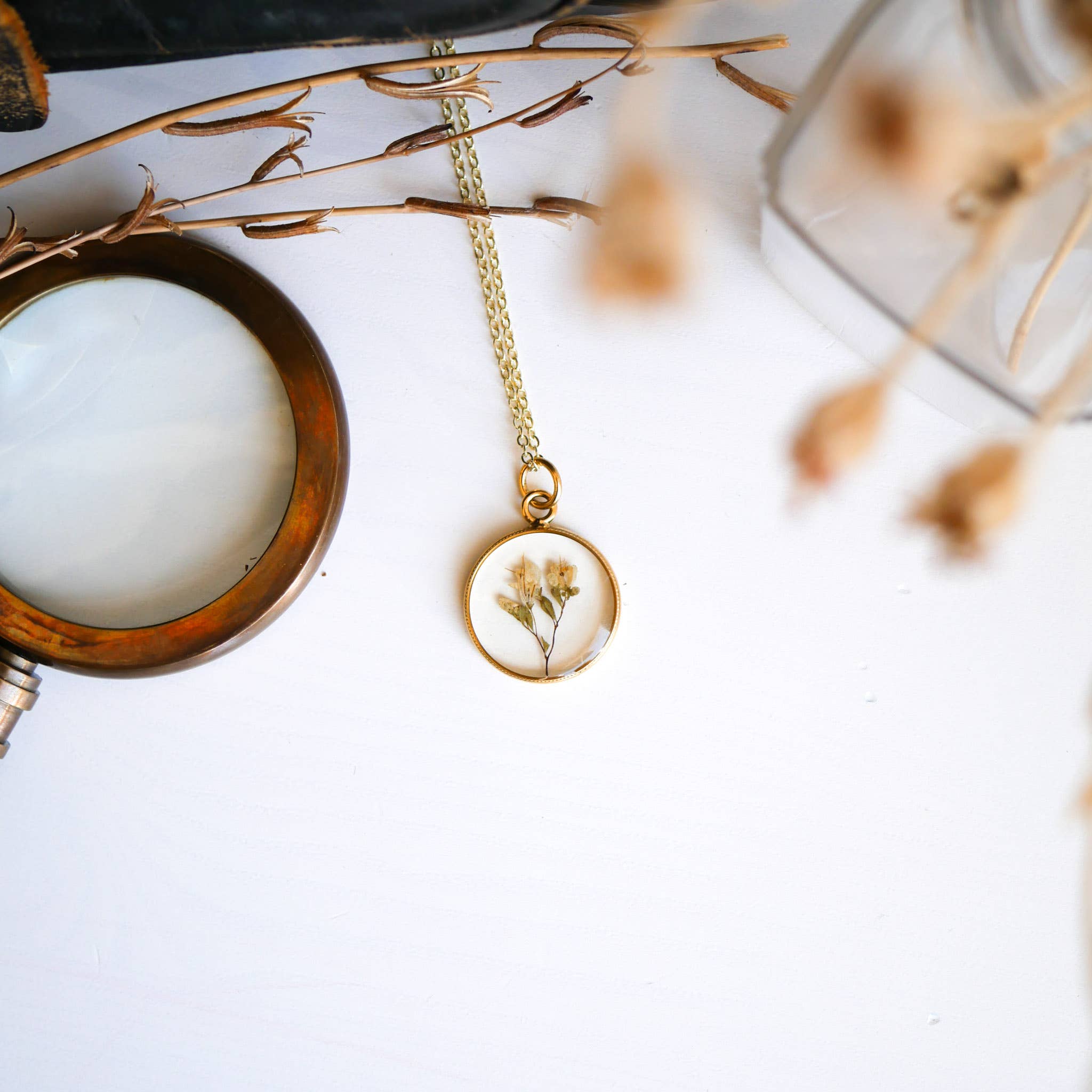 Seed & Soil- Tiny Dried Bouquet Pendant