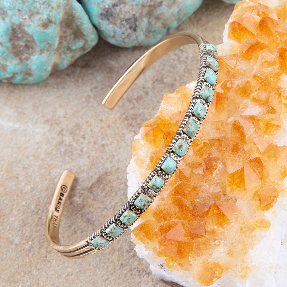 Barse Jewelry- In Line Turquoise and Bronze Cuff Bracelet