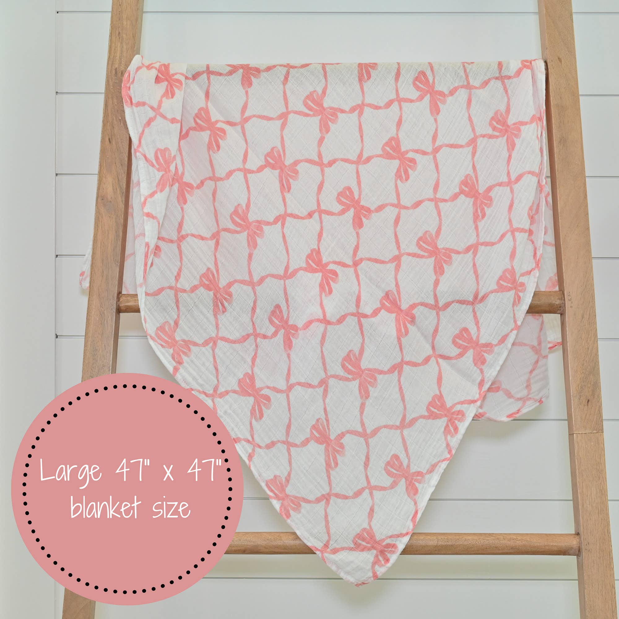 LollyBanks- Beautiful Bows Baby Muslin Swaddle Blanket