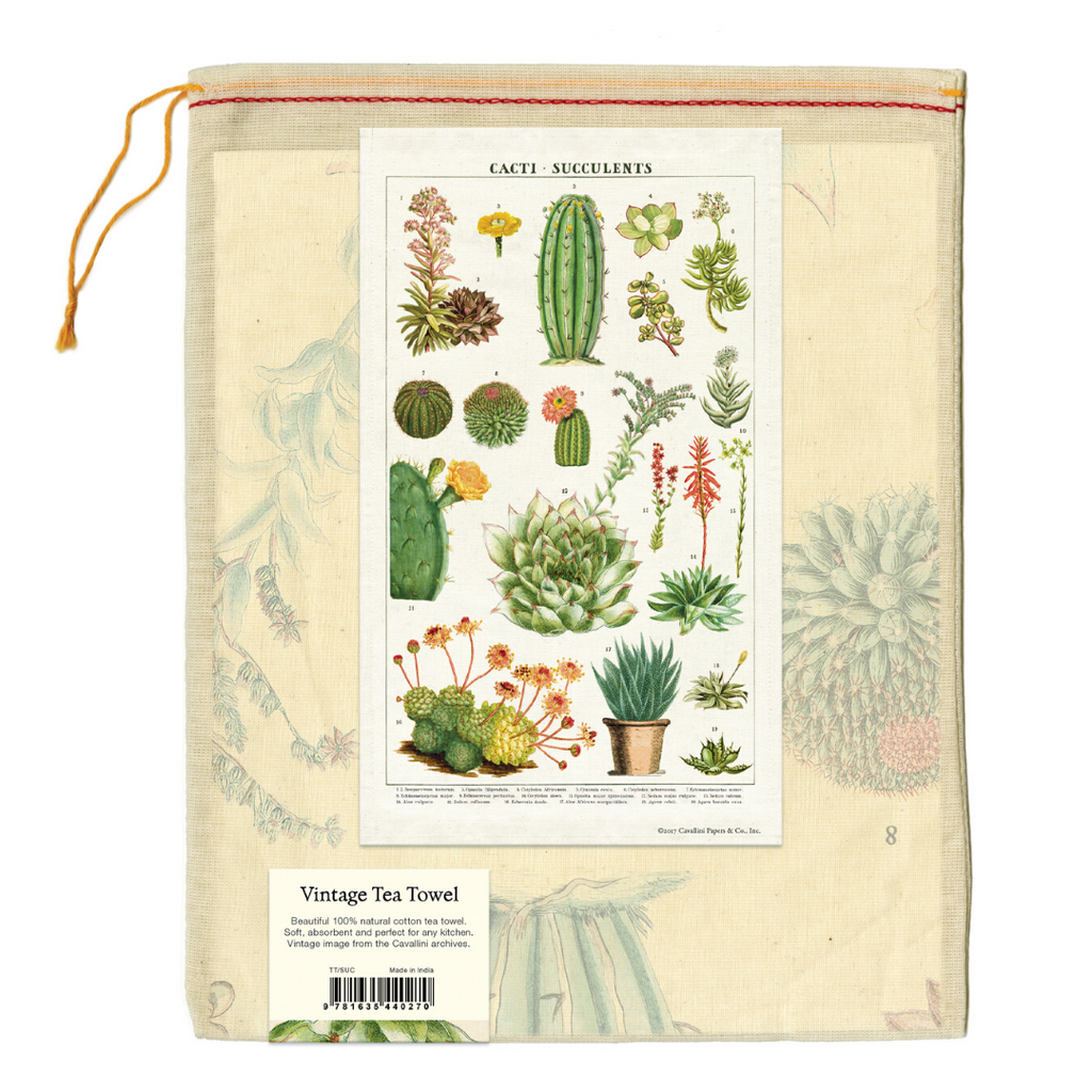 Cavallini Papers & Co.- Succulents Tea Towel
