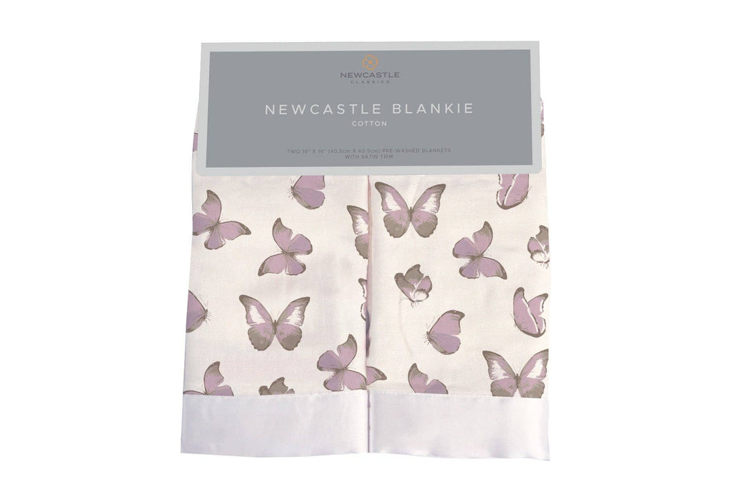 Newcastle Classics- Winsome Butterflies Cotton Muslin Security Baby Blankie