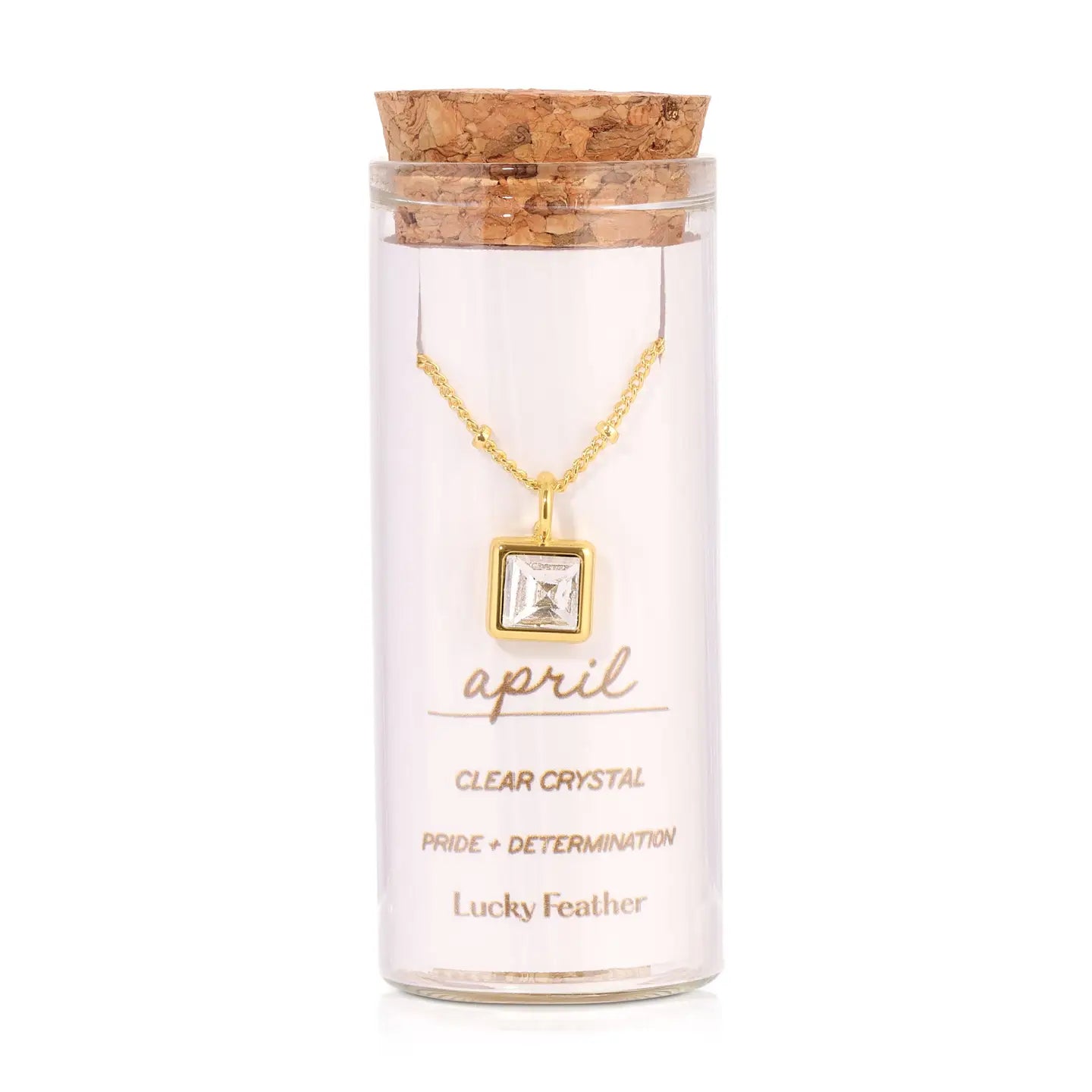 Lucky Feather- Birthstone Bottle Necklace