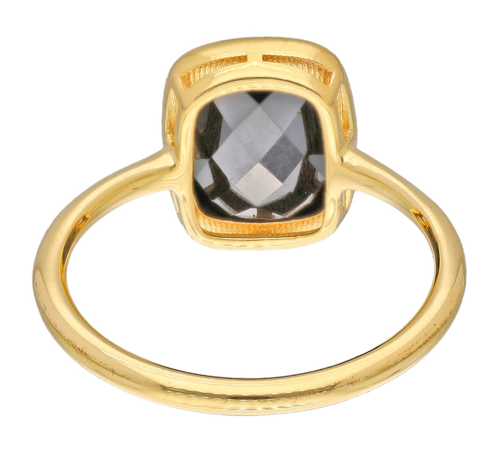 Tiramisu- Gold Plated 925 Silver Cushion Cut Black Onyx Ring
