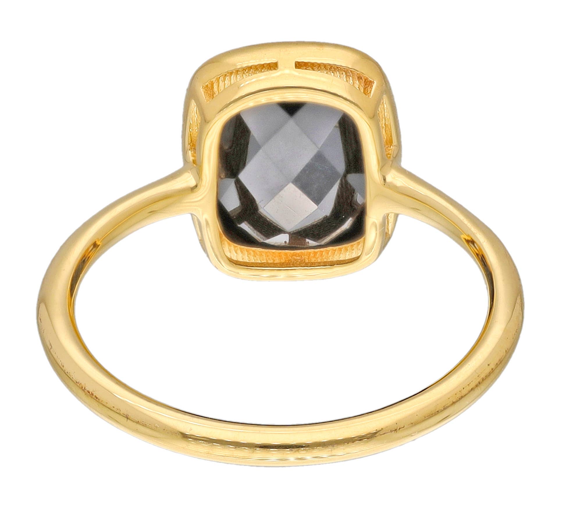 Tiramisu- Gold Plated 925 Silver Cushion Cut Black Onyx Ring