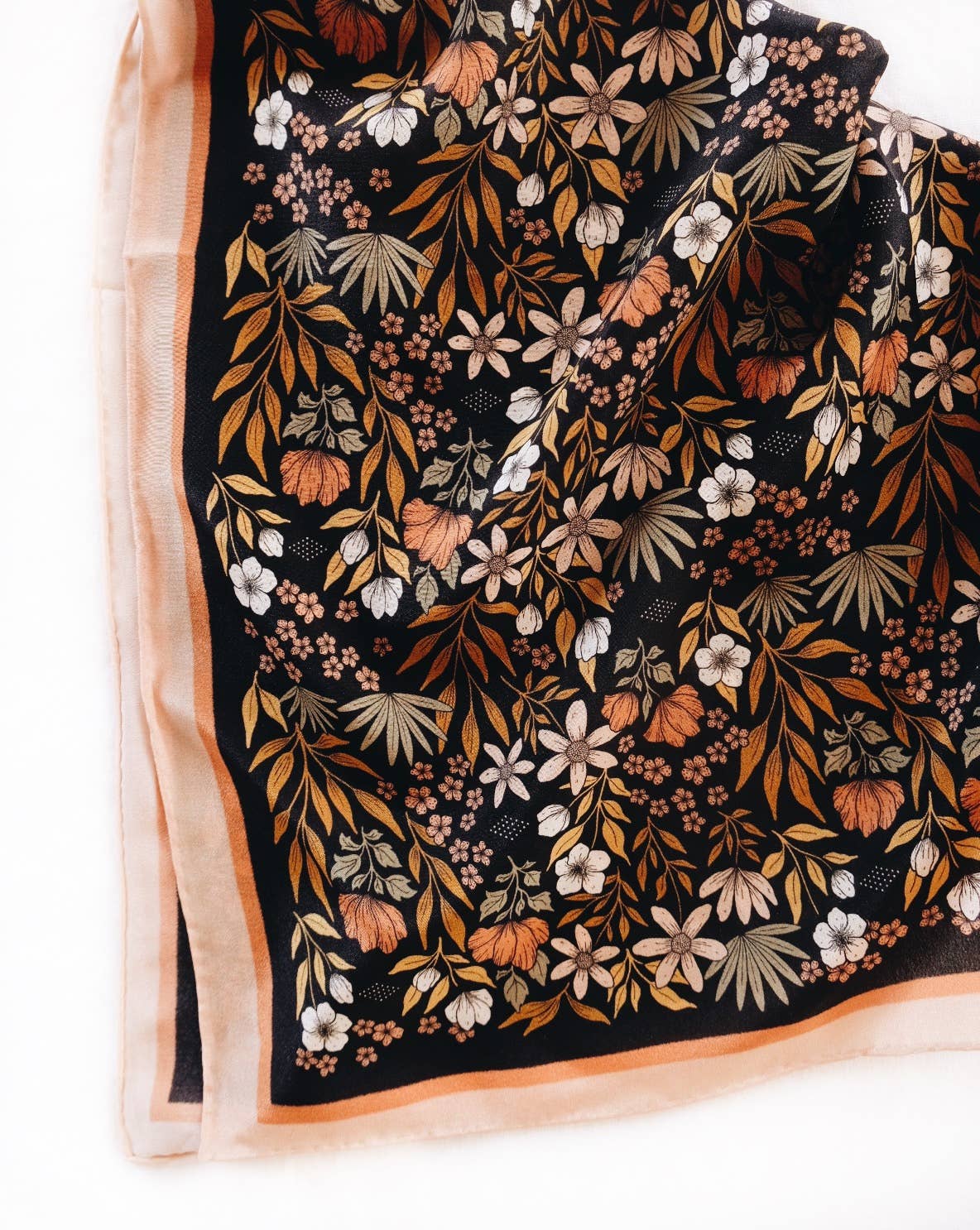 Flora West Design- 100% Silk Bandana Scarf -Midnight Garden Floral Western Wear