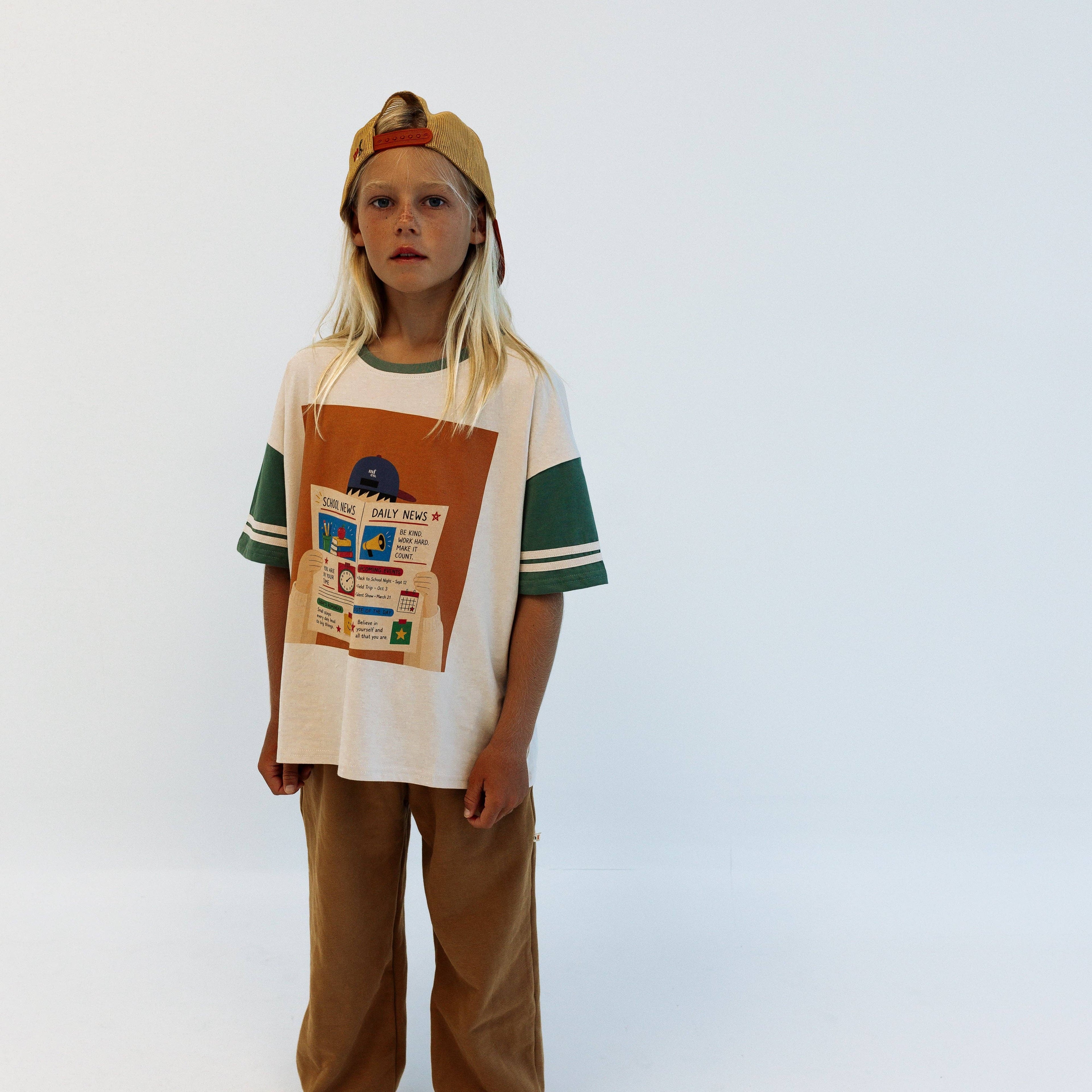 Minimalist Folk Co.- School Tribune | GREEN | OVERSIZED KIDS TEE