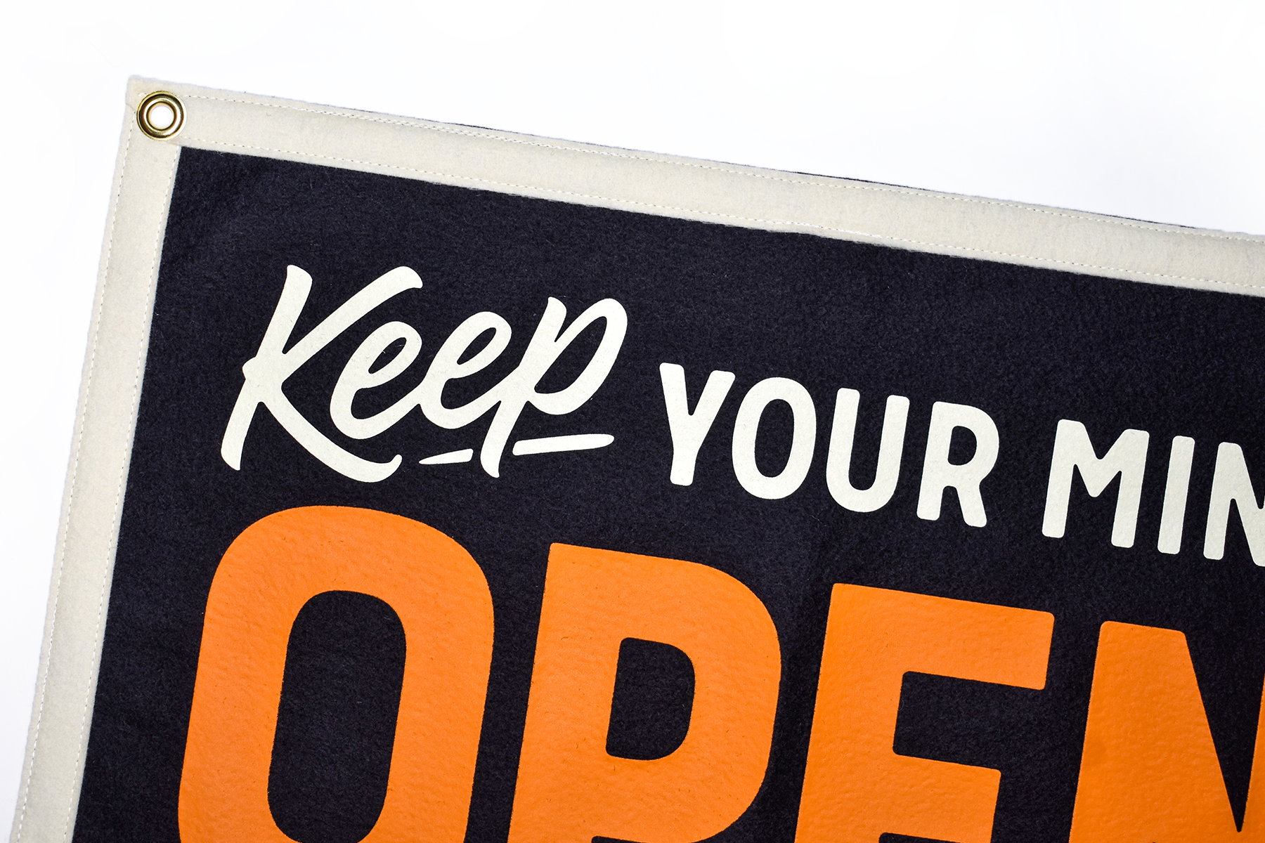 Oxford Pennant- Keep Your Mind Open Camp Flag