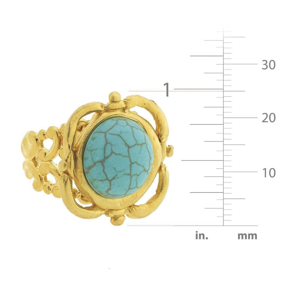 Susan Shaw- Handcast Gold with Genuine Turquoise Adjustable Ring