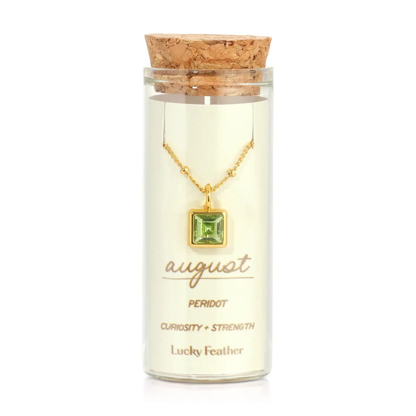 Lucky Feather- Birthstone Bottle Necklace