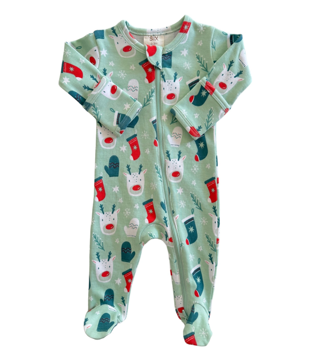 SIIX Collection- Reindeer / Organic Zip Footie