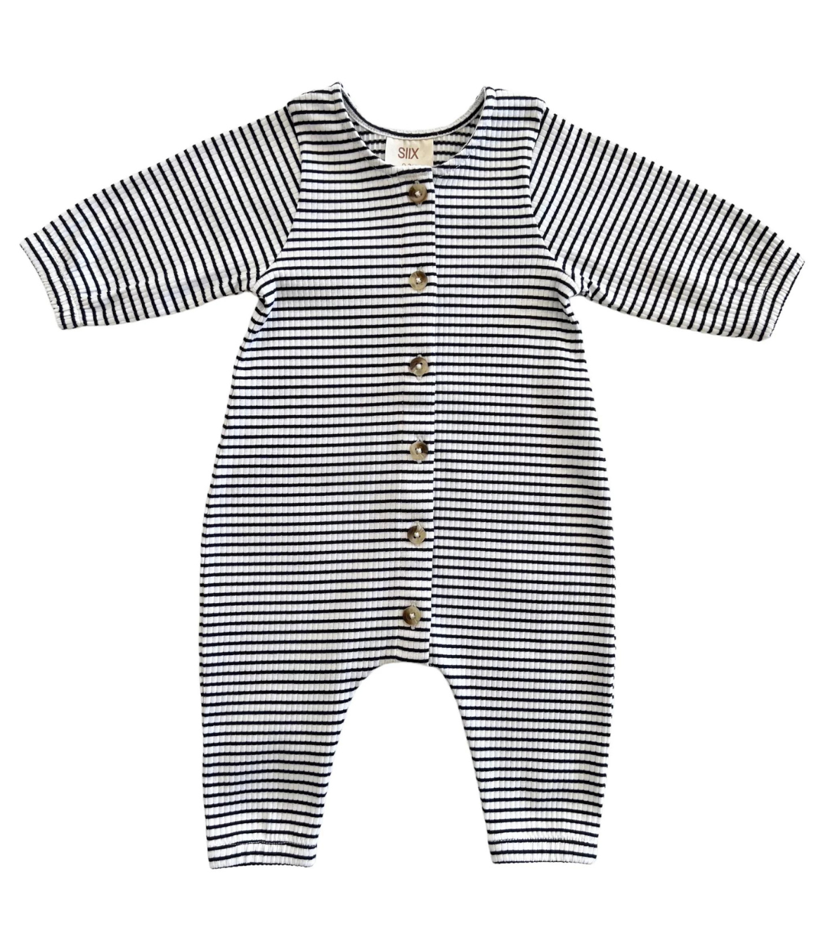 SIIX Collection- Black Stripe / Organic Ribbed Long Sleeve Bay Jumpsuit