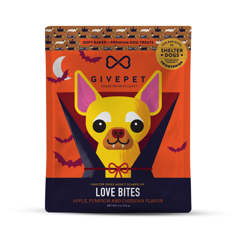 GivePet- Love Bites Halloween Dog Treats Pumpkin & Cheddar